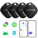 ATUVOS Air Tracker Smart Tags Pro for Android & iOS, New Dual System Key Finder Work with Google Find Hub or Apple Find My APP, Bluetooth Item Locator for Luggage, Suitcase. Replaceable Battery.4 Pack