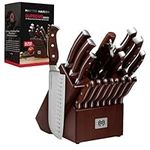 19-Piece Premium Kitchen Knife Set with Wooden Block | Master Maison German Stainless Steel Cutlery with Knife Sharpener & 8 Steak Knives
