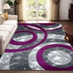 Rugs Inn Retro Area Rug - Large Fluffy Rug Carpet Washable Non-Slip Soft Modern Indoor Shaggy Floor Rug for Living Room, Bedroom, Hallway, Lounge - (Purple, 160x230cm)