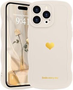 LAPOPNUT Coque Compatible avec iPhone 15 Pro Max(6.7pouces) Femme Aesthetic Sweet Heart Pattern Housse de Protection en Silicone Vagues Bouclées Case pour iPhone 15 Pro Max(6.7pouces) Blanc