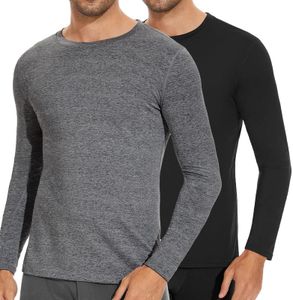 SIMIYA Mens Thermals Long Sleeve Undershirt Warm Fleece Lined Base Layer Thermal Tops Long John Shirts for Men BK+GR XL