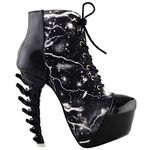 SHOW STORY Black Punk Lace-Up High-top Bone High Heel Platform Ankle Boots,LF80621BK40,7UK,Black