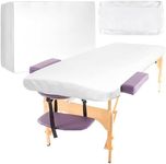 Mixweer 30 Pcs Fitted Massage Table Sheets Soft Non Woven Spa Bed Cover Disposable Bed Sheets Breathable Not Oil Proof Massage Table Protective Cover 39" x 87" for Beauty Salon Facial Body(White)