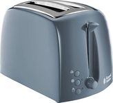 Russell Hobbs Textures 2 Slice Toaster (Extra Wide Slots, 6 Browning levels, Frozen, cancel & reheat function with indicator lights, Removable crumb tray, 850W, Grey matt & high gloss finish) 21644