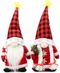 Lovinland Christmas Gnomes Plush Couple with Red Buffalo Check - Xmas Gnomes Elf Tomte Ornaments Doll - Christmas Decorations - Xmas Decorations for Home Indoor