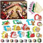 Advent Calendar 2024,Christmas Cookie Cutters Advent Calendar for Men Women Family Couples, 24 Days Christmas Countdown Calendar with Metal Food Cutter for Sandwich Fruit Biscuit Baking Cooking