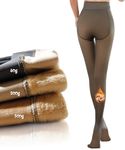 GTETKDE Women Fleece Lined Tights Fake Translucent Thermal Pantyhose High Waist Stretchy Winter Warm Sheer Leggings, Black, Small-Medium