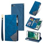 UEEBAI Wallet Case for iPhone SE 2022 5G/iPhone 7/iPhone 8/iPhone SE 2020, Premium PU Leather Flip Case Card Slots Magnetic Zipper Pocket Kickstand Handbag Hand Strap Cover for SE3/SE2 - Splice Blue