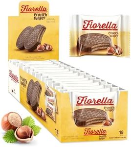 Fiorella Crunch Wafer Cookies - Delicious Chocolate Covered Crispy Thin Wafers with Layers of Hazelnut Cream Filling, Individually Wrapped, Perfect for Snacks, (Pack of 18)