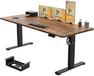 Homall 180x80cm Height Adjustable Standing Desk with USB Charging,Sit Stand Desk with Wire Management Tray, Stand up Desk Heavy Duty Steel with 3 Memory Setting,Rustic Brown