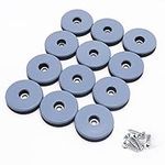 GINOYA Teflon Furniture Sliders, 12pcs 38mm Furniture Glides with Screws for Easy Moving on Carpet Hardwood Tile (Grayish Blue)