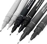 Uni Pin Fineliner Drawing Pen - Sketching Set - Grey Tones - 0.1/0.5mm - Set of 6