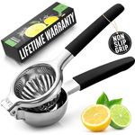 Zulay Kitchen Lemon Squeezers Stainless Steel with Premium Quality Heavy Duty Solid Metal Squeezer Bowl - Large Manual Citrus Press Juicer and Lime Squeezer - Black