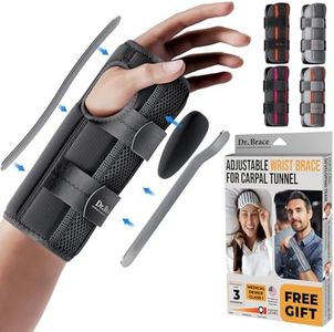 DR. BRACE Adjustable Wrist Brace Night Support for Carpal Tunnel, FSA & HSA Eligible, Doctor Developed, Upgraded with Double Splint & Therapeutic Cushion, Hand Brace for Pain Relief, Injuries, Sprains (S/M Left Hand, Black)