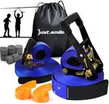 Slackline Kit Slakcline Longer 60ft with Tree Protectors Arm Trainer and Carry Bag,Slack Lines for Backyared for Kids and Adults