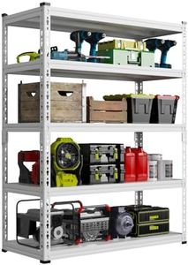 White Garage Shelving Racks 1M*1.8M Metal Shelving Storage Home Organization Shelves 500KG Large Capacity Shelves for Garage Kitchen Basement Warehouse Storage