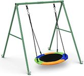 PACEARTH 500lbs Capacity Flying Saucer Swing Set with Heavy Duty A-Frame Metal Swing Stand, Full Steel, Outdoor for Kids, Backyard, Playground, Outdoor