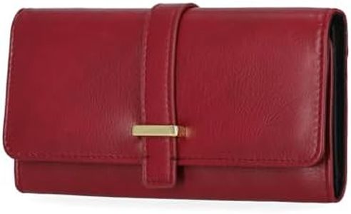 Mundi File Master Wallet for Women RFID Blocking Clutch Organizer, Bifold Vegan Leather Purse with Coin Pocket, Card Holder, Phone Case, Checkbook Wallet for Travel, Red II