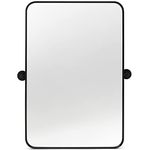 Minuover 24" x 36'' Pivot Rectangle Bathroom Mirror Tilting Beveled Black Metal Framed Vanity Mirrors for Wall (24" x 36", Matte Black)