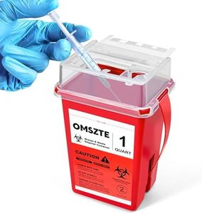 Omszte Sharps Container for Home Use, Needle Disposal Containers, Biohazard Containers, Syringe Disposal, Small Portable Container for Travel, Professional Sharp Waste Disposal 1Quart（1 Pack）