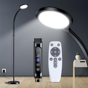 FBBJFF Happy Light Therapy lamp 11000 Lux, LED UV-Free Sunlight lamp,Full Spectrum Happy Therapy lamp with 10 Adjustable Brightness Levels, 2 in 1 Retractable Floor Sad Lamp (Black)