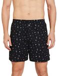 Van Heusen Men Boxer Shorts - 100% Combed Cotton - Allover Print, Side Pocket, Side Slits, Navy