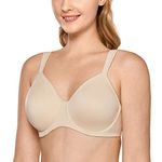 Delimira Women's Non-Padded Minimiser Bras Full Coverage Seamless Underwire Plus Size Smooth T Shirt Bra Beige 48C