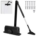 Emperoch Automatic Door Closer, Heavy Duty Automatic Adjustable Spring Hydraulic Door Closer, Black Aluminium Alloy Top Door Closer for 25-65 kg Doors for Residential Apartment Commercial Doors