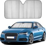 EcoNour Accordion Sun Shade Car Windshield (Gray) | Foldable Front Window Shade Keeps Sun and Heat Out, Offers UV Protection | Sun Blocker for Car Controls Car Interior Temperature | 58 x 27.5 Inches