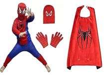 Envogue Superhero Fancy Dress Costumes with Gloves and Cape for Kids (9-10 years)