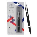 Parker Latitude Matte Black Chrome Trim Ball Pen| Ink Color - Blue | Perfect For Gifting Purpose | Elite Pen For Professionals
