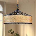 Maliralt Farmhouse Hanging Lamps Rattan Pendant Light: Large Hanging Lights Rattan Pendant Light, Woven Boho Ceiling Chandelier for Kitchen Island Bedroom Living Room