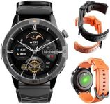 AGM Legion Pro Smart Watch with Offline Maps, AMOLED Gorilla Glass Dsiplay, Bluetooth Calling, Advanced Health Tracking, Gyroscope, DIY Dial, IP68 Multisport GPS Fitness Watch w/Orange & Black Bands