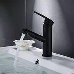 ZAP Lavish Series Rust Free Bathroom Sink Faucet with Pull Out Sprayer, Matte Black Bathroom Faucet | Single Handle for Temperature Control Stainless Steel, Utility Sink Faucet Black & Steel