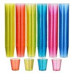 MATANA 300 Plastic Shot Glasses, Neon (30ml / 1oz) - Reusable - Shot Glasses Plastic, Shot Glass, Jelly Shots, Sample Tasting Cups - Shot Cups for Parties, Birthdays, Weddings, Stag, Hen Parties