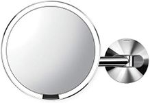 simplehuman 8" Sensor Makeup Mirror, Wall Mount, 5X Magnification, Hard-Wired (100-240v), Polished Stainless Steel