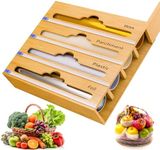 4 in 1 Wrap Dispenser for Aluminum Foil, Parchment, Wax Paper and Plastic Wrap - Bamboo Dispenser Compatible with 11’’ roll - Ideal for Kitchen Storage Organization