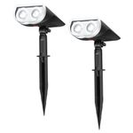 Linkind 12 LEDs Landscape Solar Spotlights, 2-in-1 Solar Powered Outdoor Garden Lights, 350LM, 6500K Daylight White, Dusk-to-Dawn IP67 Waterproof for Garden Yard Patio Driveway Porch, 2-Pack