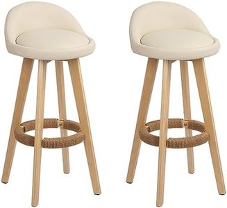 Artiss Bar Stools Stool Set of 2 Kitchen Counter Barstools Dining Chair Bentwood Chairs Leather Beige in 69cm Seat Height Floor Home Dining Room Cafe Outdoor Indoor