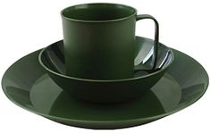 Zip Zap Zooom Camping Cadet Festival Green Plastic Plate Bowl Mug Army Combat Military Set New (Set - Bowl, Mug & Plate)