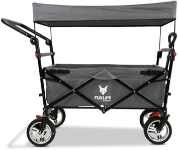 FUXLIFE Bollerwagen faltbar FX-CT700 Grau • klappbarer Handwagen für Ausflug & Alltag • gepolsterter Sitzbereich • Mit Bremsen • höhenverstellbarer Griff • platzsparender Faltbollerwagen