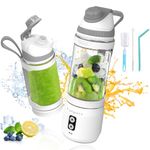 Portable Blender,Vaeqozva 24oz Travel Blender,300Watt USB Rechargeable Personal Blender for Shakes & Smoothies,Intelligent on the Go Blender with Travel Lid & BPA Free Bottle(Grey Cap White Body)