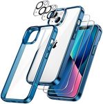 JETech 5 in 1 Case for iPhone 13 6.1-Inch, with 2-Pack Screen Protector and 2-Pack Camera Lens Protector, Full Coverage Tempered Glass Film, Shockproof Bumper Phone Cover (Navy)