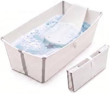 Stokke Flexi Bath Bundle, White - Foldable Baby Bathtub + Newborn Support - Durable & Easy to Store - Convenient to Use at Home or Traveling - Best for Newborns & Babies Up to 48 Months