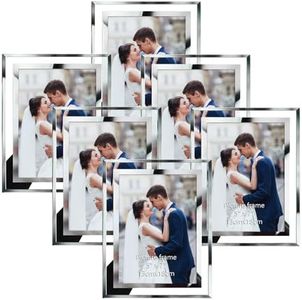 Hoikwo Lot de 6 Cadre Photo en Verre 13x18 cm, Cadre Photo Orné Argentés pour Wedding Gift, Uniquement pour l'affichage sur Table