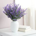 HomeXO Artificial Lavender Flowers | Faux Flowers for Vases Height 14.6" Wild Purple 4 pcs Fake Plants for Bouquets for Wedding, Easter Decorations, Door Wreaths, Farmhouse Home Decor