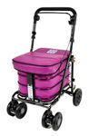 Walk and Rest The Prestige Ultimate Shopper Folding Shopping Trolley with Seat, Handbrake, 4 Swivelling Wheels, Purple