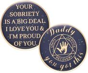 Recovery Coin AA Chips and medallions Sobriety Coin Alcoholics Anonymous Token Sober Coin for Men Birthday Gifts for Dad from Son Daughter - Daddy You Got This
