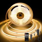 TTWAY COB LED Strip Lights 2700K, Dimmable LED Strip Kit, Super Bright 24V LED Tape Lights CRI90+ with RF Remote and UKCA Power Supply for DIY Home Decoration, 3M, 1440LEDs, Warm White.