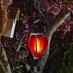 garden mile Balloon Fiesta Realistic Flaming Effect Solar Powered Hot Air Balloon Hanging Lantern Colourful Metal Solar Light for Garden Outdoor Indoor Use Novelty Patio Lighting (Red)